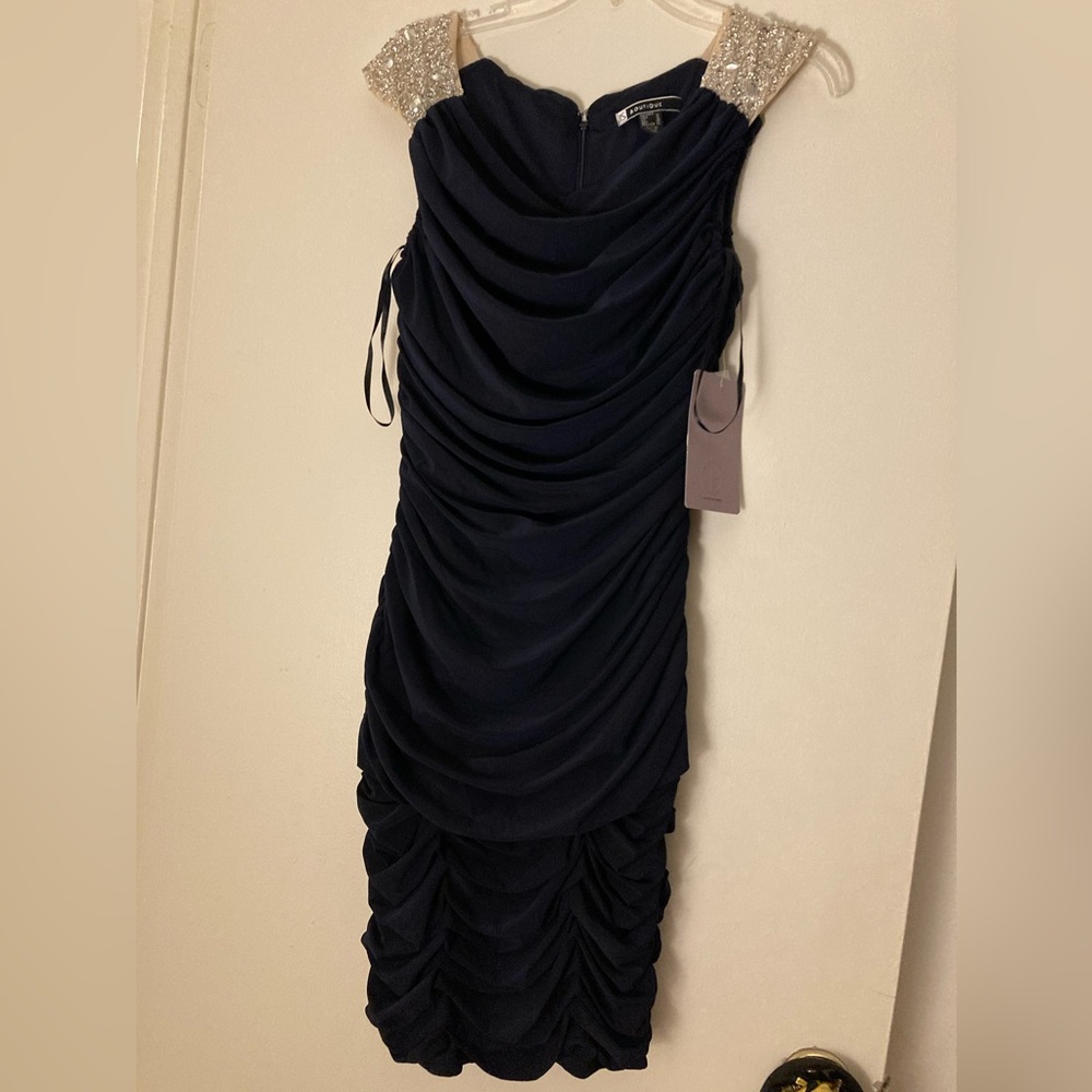 Brand new with tags JS Boutique semi formal rusched dress with beaded shoulders